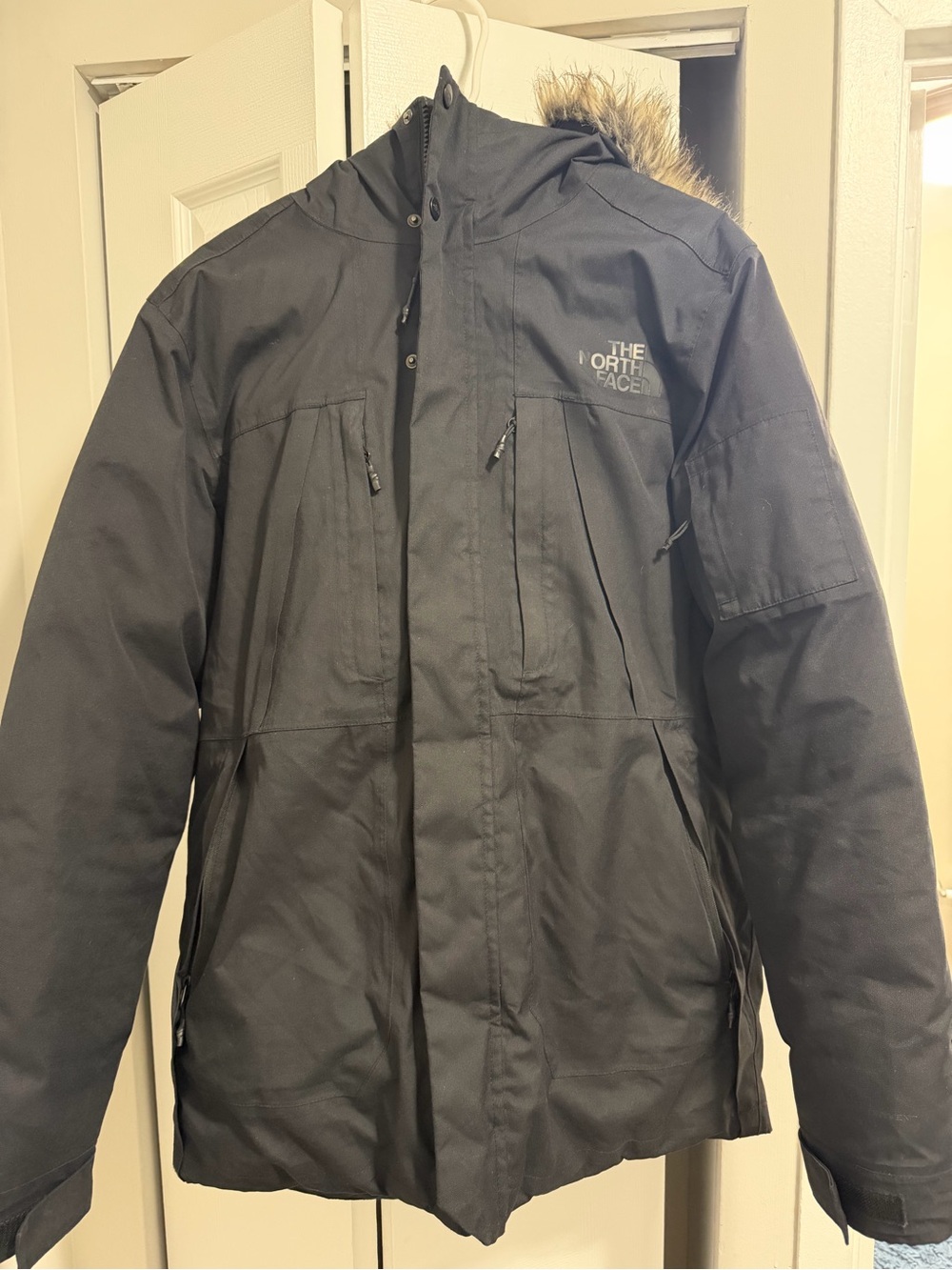 The North Face Black Men's Ski Jacket with Faux-Fur Trim Hood